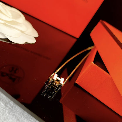[Stellar Jewelry]H WHITE SQUARE GOLD NECKLACE