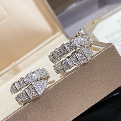 [Stellar Jewelry]SERPENTI DOUBLE RING SILVER DIAMOND PAVED