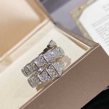 [Stellar Jewelry]SERPENTI DOUBLE RING SILVER DIAMOND PAVED