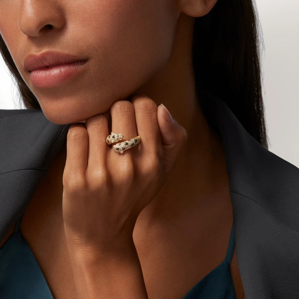 [Stellar Jewelry]PANTHERE DOUBLE HEADED FULL DIAMOND  RING