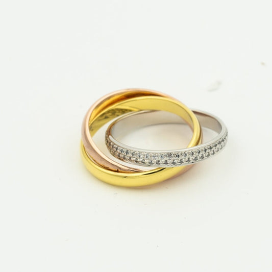 [Stellar Jewelry Jewelry]TRINITY RING GOLD PINK GOLD SILVER DIAMONDS