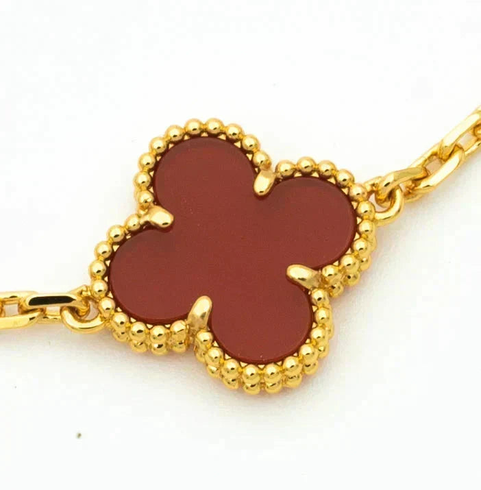 [Stellar Jewelry] CLOVER 5 MOTIF RED CORNELIAN BRACELET COLLECTION