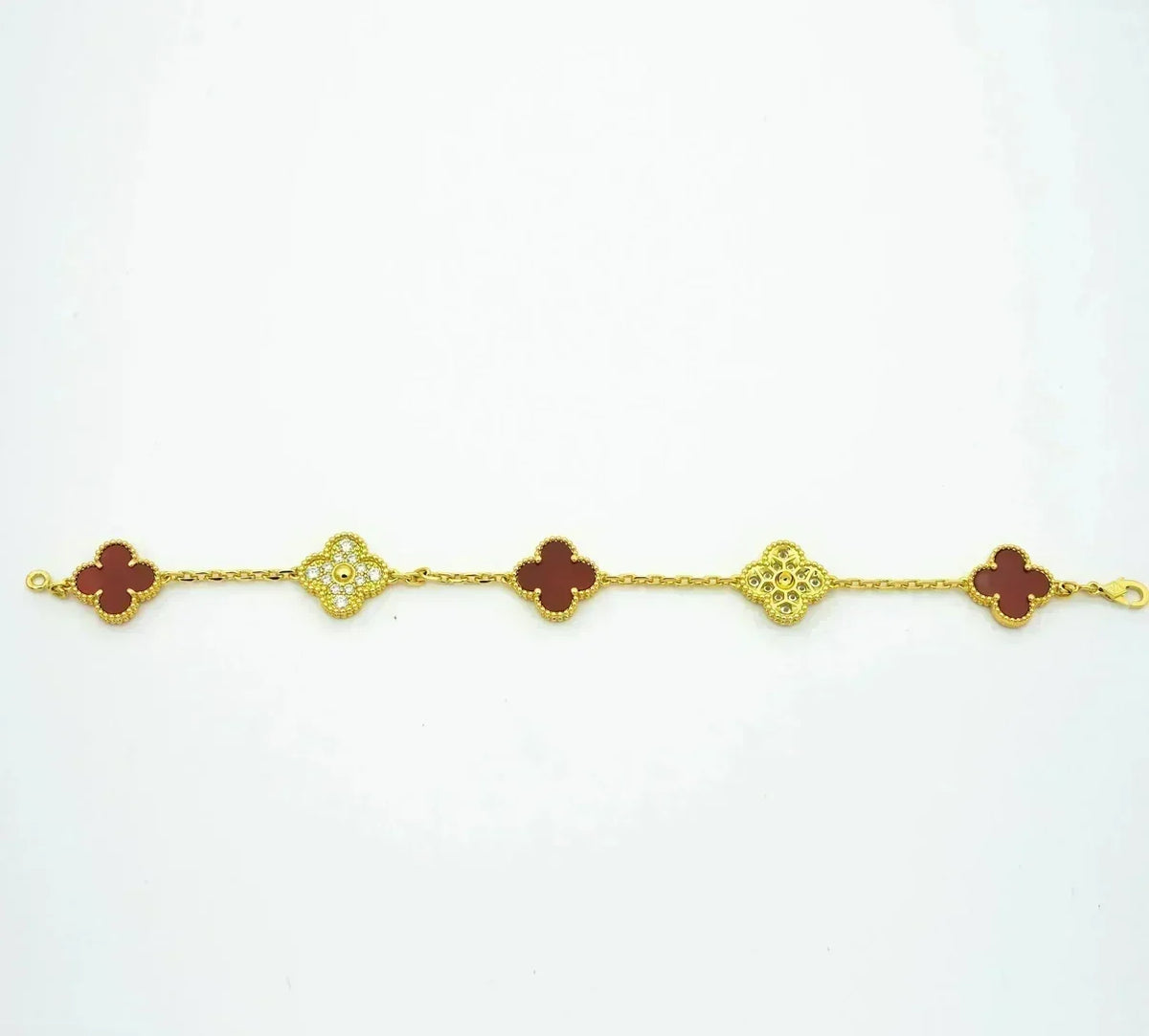 [Stellar Jewelry] CLOVER 5 MOTIF RED CORNELIAN BRACELET COLLECTION