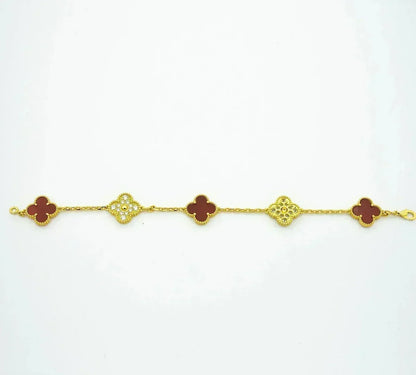 [Stellar Jewelry] CLOVER 5 MOTIF RED CORNELIAN BRACELET COLLECTION