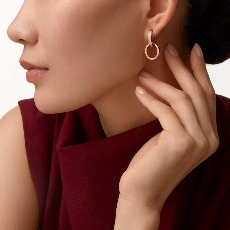 [Stellar Jewelry]LOVE 3.3MM DANGLE HALF DIAMOND EARRINGS