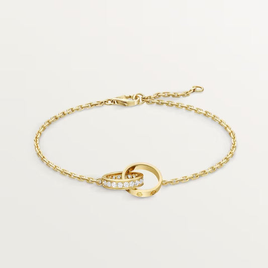 [Stellar Jewelry]LOVE DOUBLE RING HALF DIAMOND BRACELET