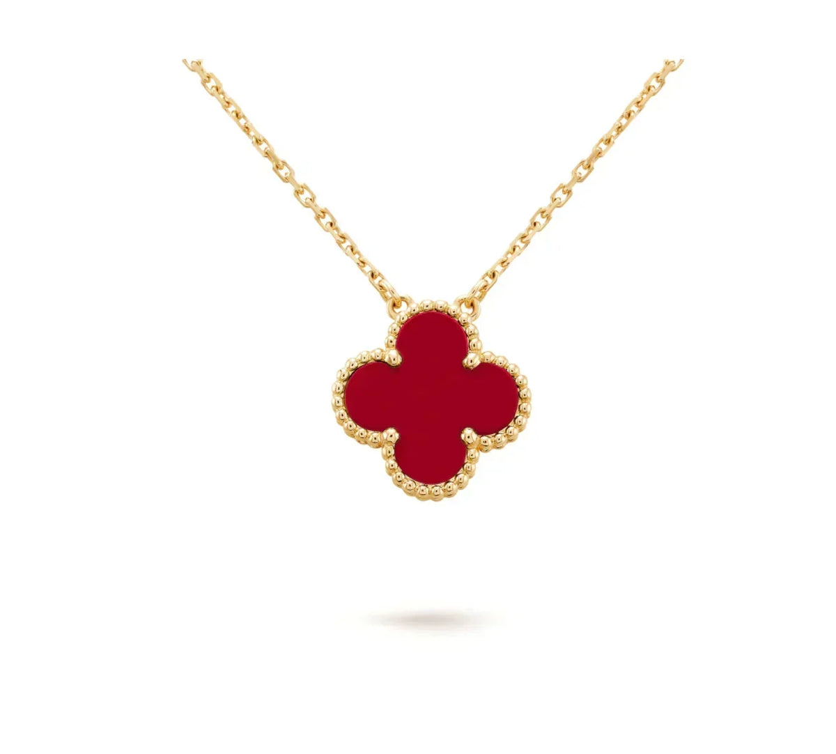 [Stellar Jewelry]CLOVER 15MM CARNELIAN SINGLE FLOWER NECKLACE