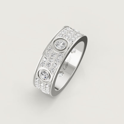 [Stellar Jewelry]LOVE RING 6.5MM Full Diamond, 6 Major Diamonds Silver