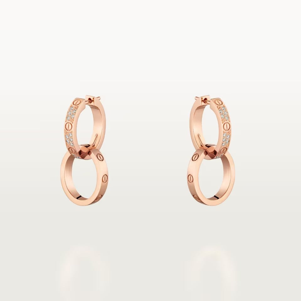 [Stellar Jewelry]LOVE 3.3MM DANGLE HALF DIAMOND EARRINGS