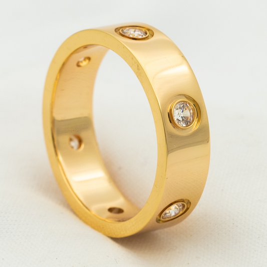 [Stellar Jewelry]LOVE RING 5.5MM 6 DIAMONDS PINK GOLD