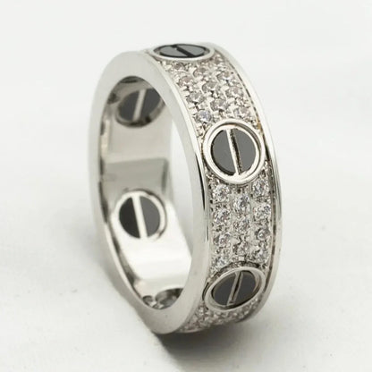 [Stellar Jewelry]LOVE RING 5.5MM DIAMONDS PAVED CERAMIC
