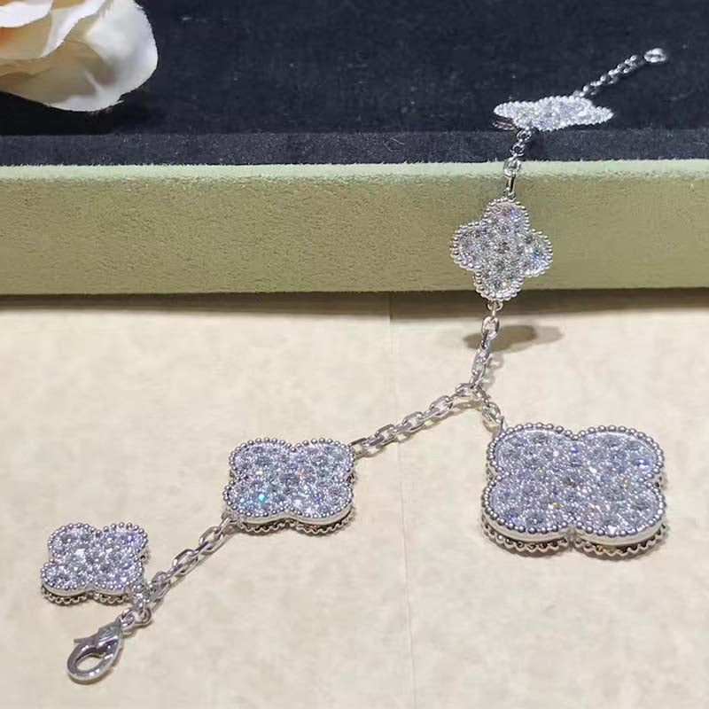 [Stellar Jewelry]CLOVER 6 MOTIFS SILVER DIAMOND BRACELET