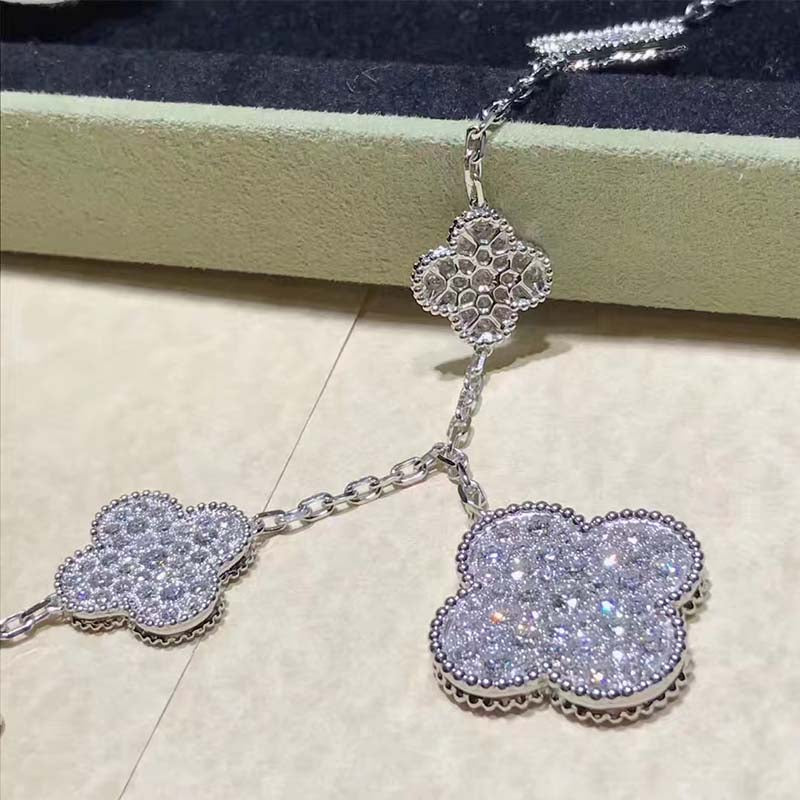 [Stellar Jewelry]CLOVER 6 MOTIFS SILVER DIAMOND BRACELET