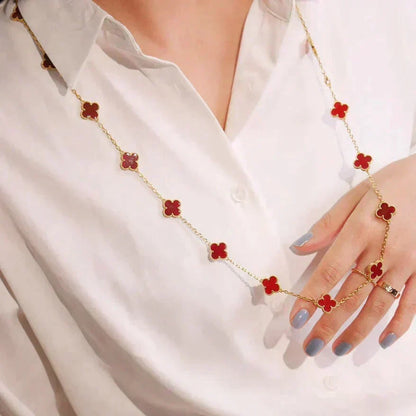 [Stellar Jewelry]CLOVER 20 MOTIFS CARNELIAN NECKLACE