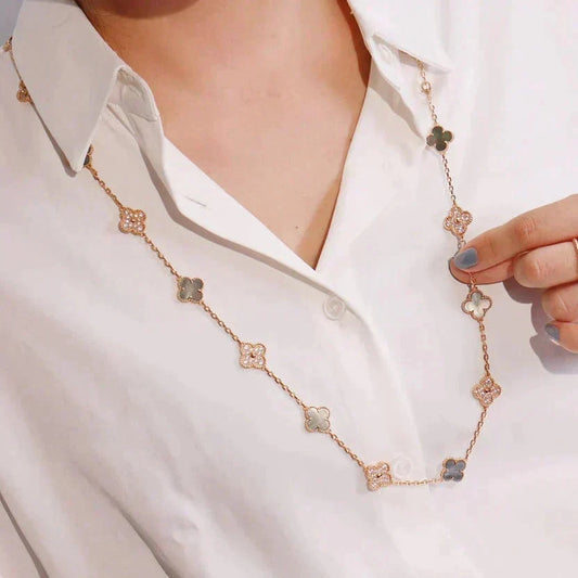 [Stellar Jewelry]CLOVER 20 MOTIFS DARK MOP DIAMOND  NECKLACE