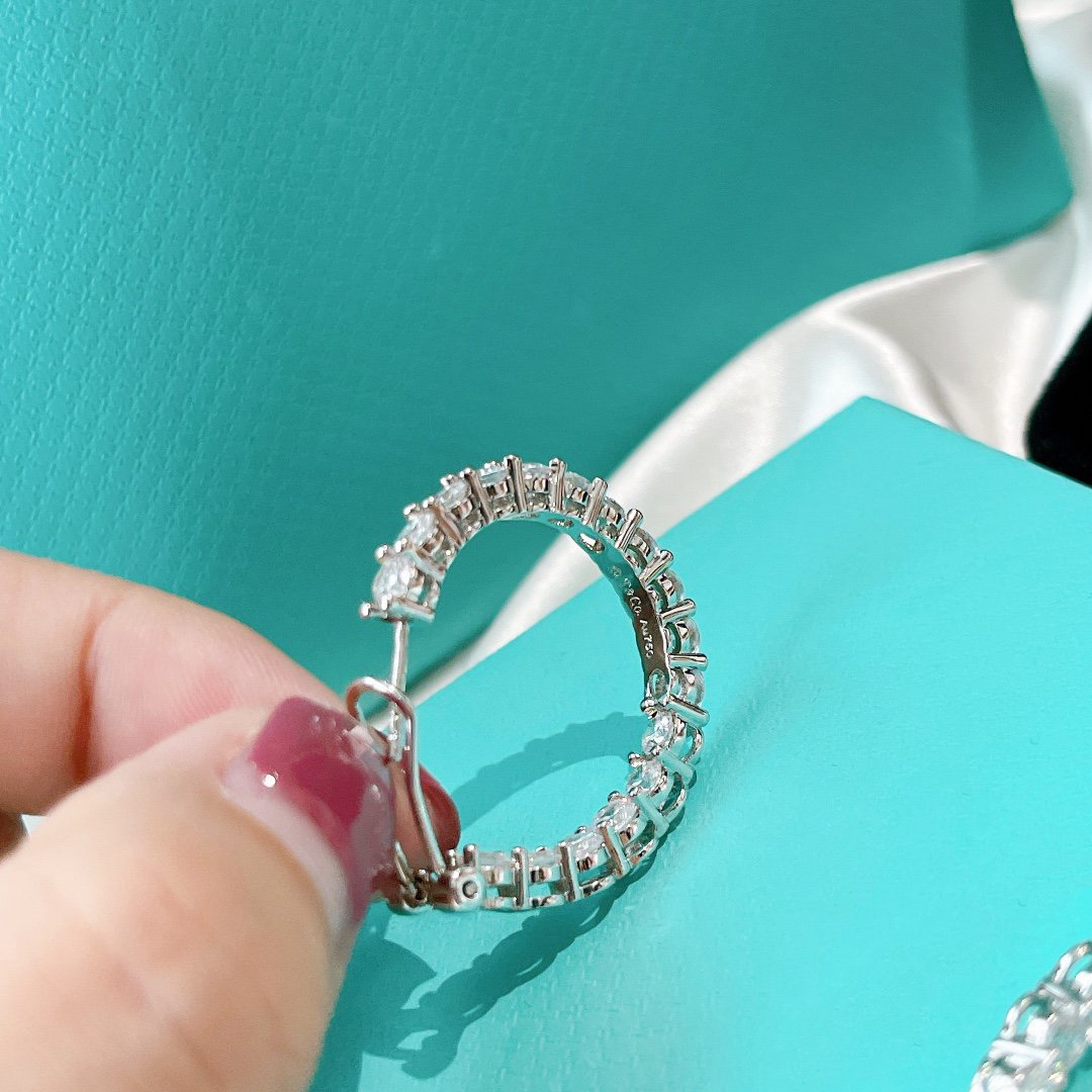 [Stellar jewels]SILVER DIAMOND HOOP EARRINGS