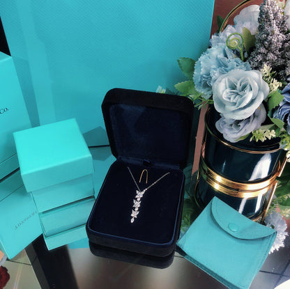 [Stellar jewels]MIXED CLUSTER DIAMOND DROP PENDANT