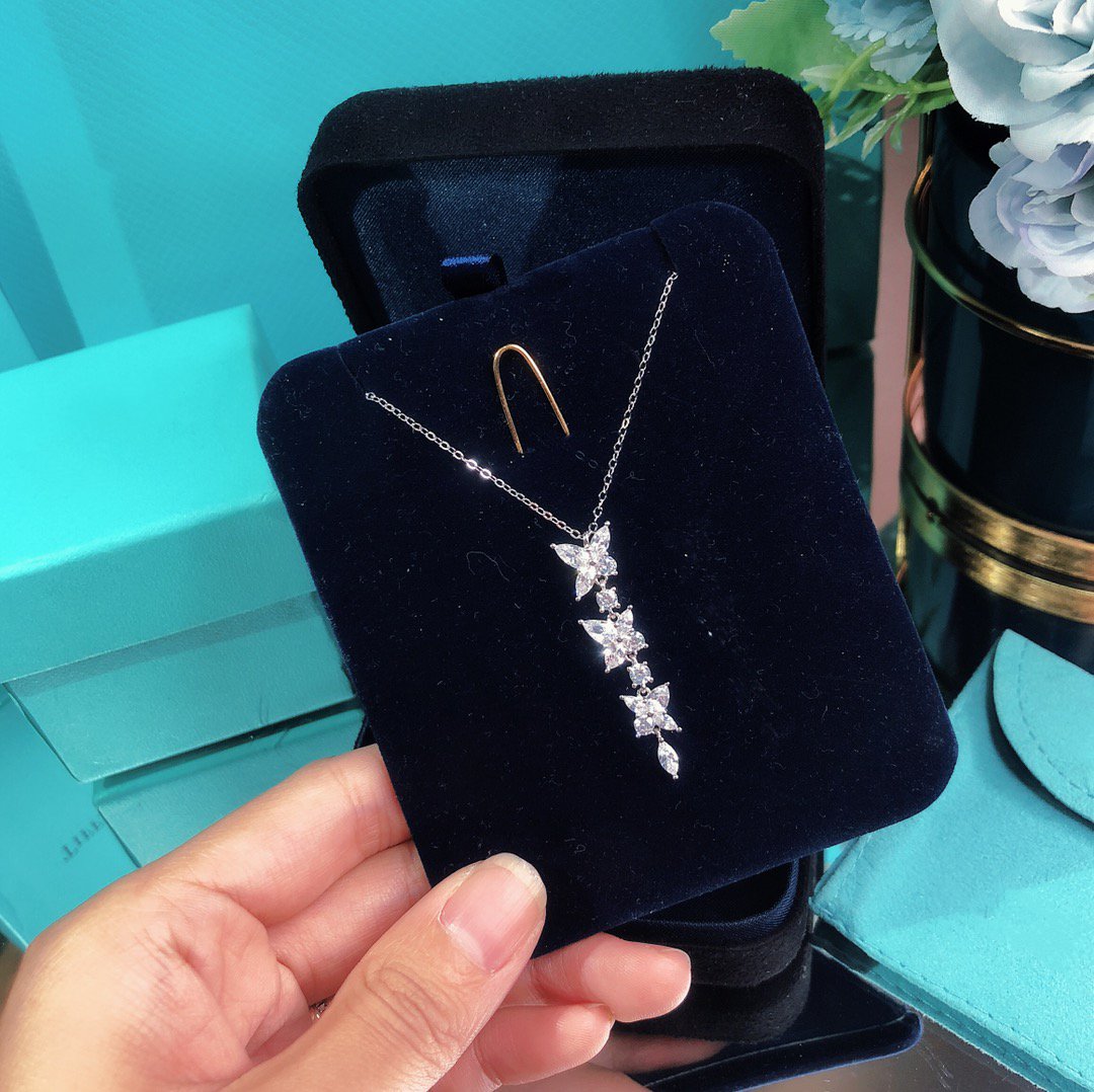 [Stellar jewels]MIXED CLUSTER DIAMOND DROP PENDANT