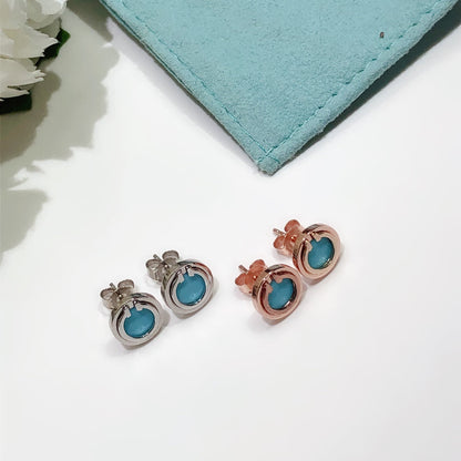 [Stellar jewels]TURQUOISE CIRCLE WHITE GOLD EARRINGS