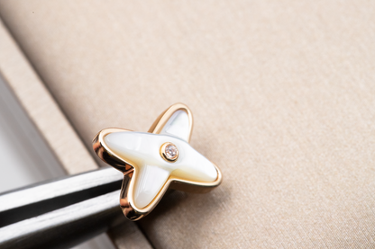 [Stellar Jewelry]JEUX DE WHITE MOP ROSE GOLD DIAMOND EARRINGS