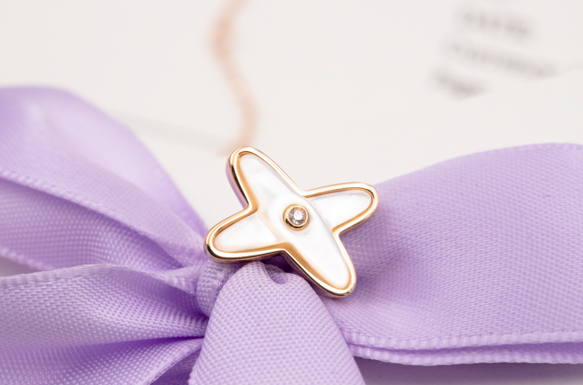 [Stellar Jewelry]JEUX DE WHITE MOP ROSE GOLD DIAMOND EARRINGS