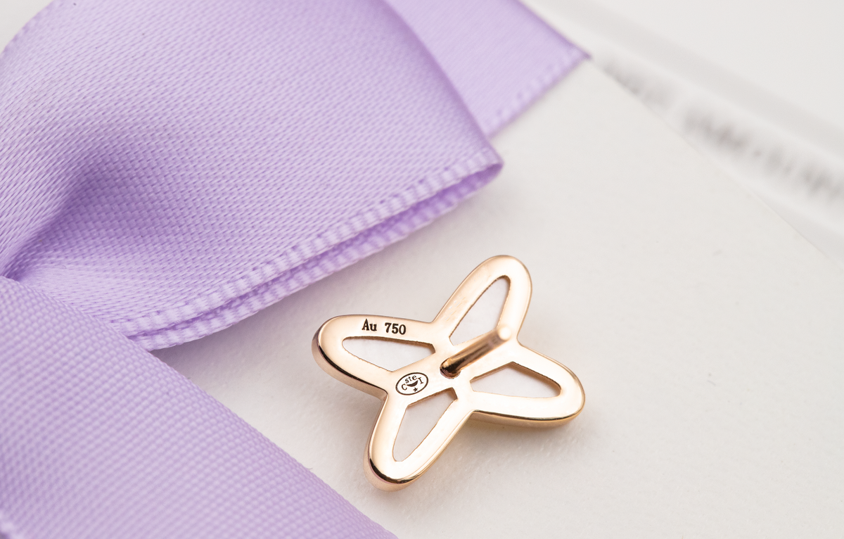 [Stellar Jewelry]JEUX DE WHITE MOP ROSE GOLD DIAMOND EARRINGS