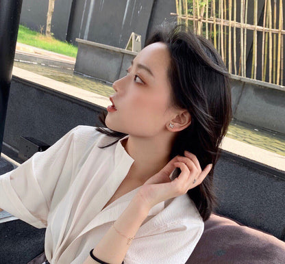 [Stellar Jewelry]JEUX DE WHITE MOP ROSE GOLD DIAMOND EARRINGS