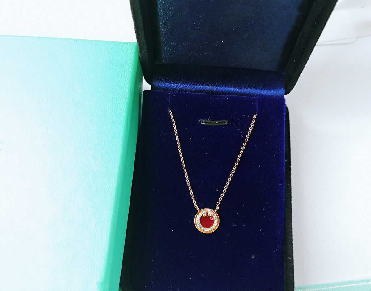[Stellar jewels]DIAMOND AND MOTHER PEARL CIRCLE NECKLACE PENDANT