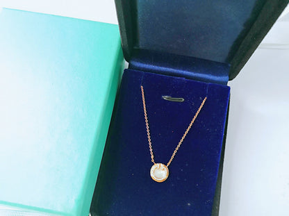 [Stellar jewels]DIAMOND AND MOTHER PEARL CIRCLE NECKLACE PENDANT