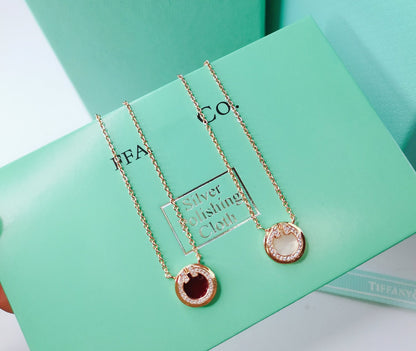 [Stellar jewels]DIAMOND AND MOTHER PEARL CIRCLE NECKLACE PENDANT