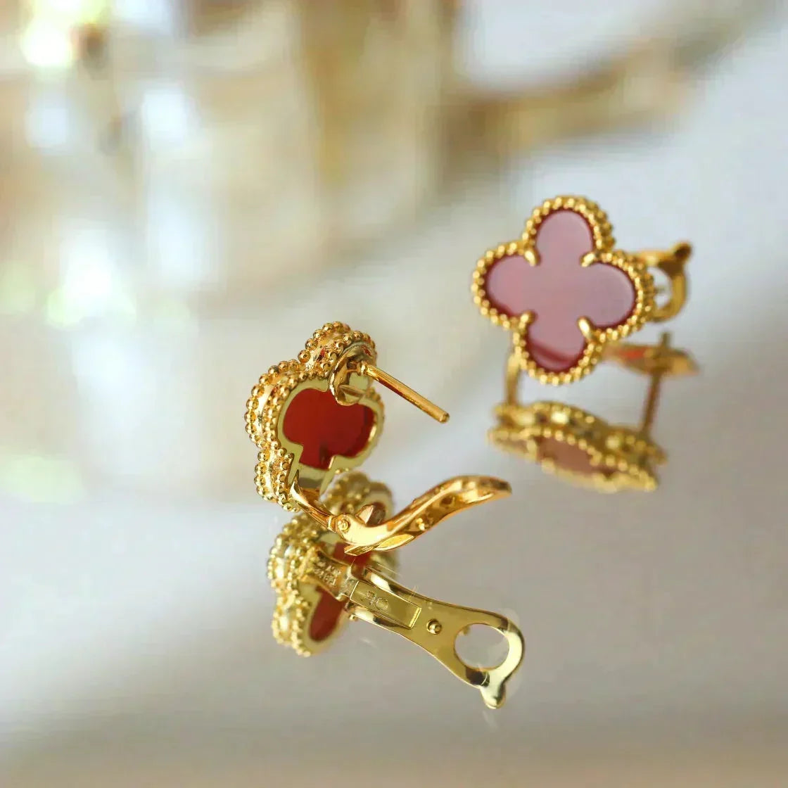 [Stellar Jewelry]CLOVER MEDIUM 1 MOTIFS CARNELIAN  EARRINGS