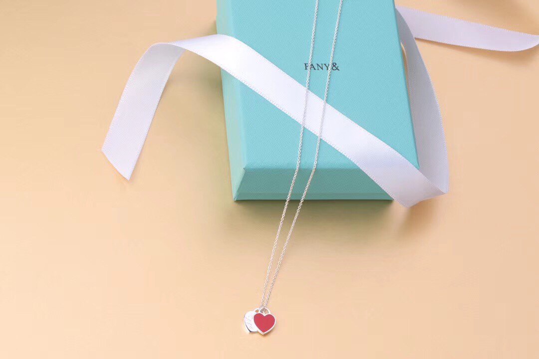 [Stellar jewels]DOUBLE HEART TAG PENDANT SILVER MINI NECKLACE