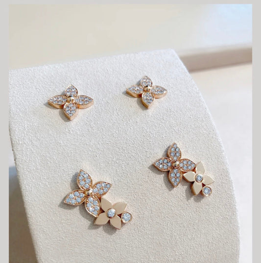 [Stellar Jewelry]STAR BLOSSOM STUD EARRINGS PINK GOLD DIAMONDS
