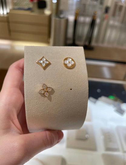 [Stellar Jewelry]STAR BLOSSOM STUD EARRINGS PINK GOLD DIAMONDS