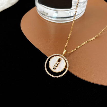 [Stellar Jewelry]LUCKY MOVE MM NACRE BLANCHE DIAMOND NECKLACE