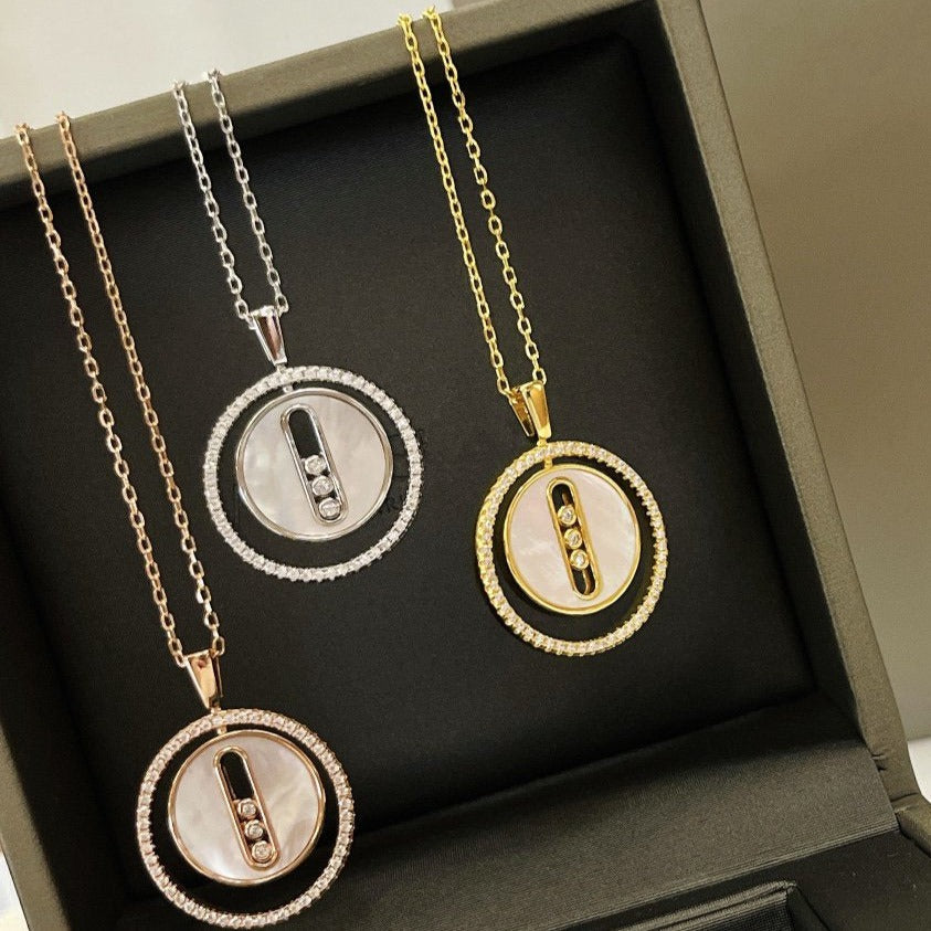 [Stellar Jewelry]LUCKY MOVE MM NACRE BLANCHE DIAMOND NECKLACE