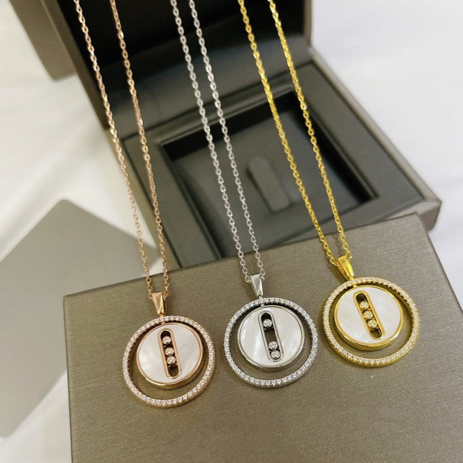 [Stellar Jewelry]LUCKY MOVE MM NACRE BLANCHE DIAMOND NECKLACE