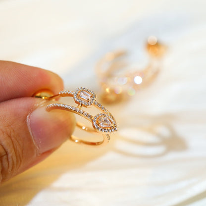 [Stellar Jewelry]CREOLES MY TWIN 2 RANGS SILVER DIAMOND EARRINGS