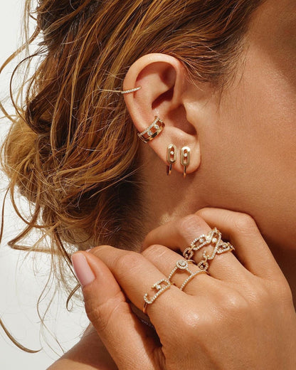 [Stellar Jewelry]CREOLES MOVE UNO MINI 1 DIAMOND EARRINGS