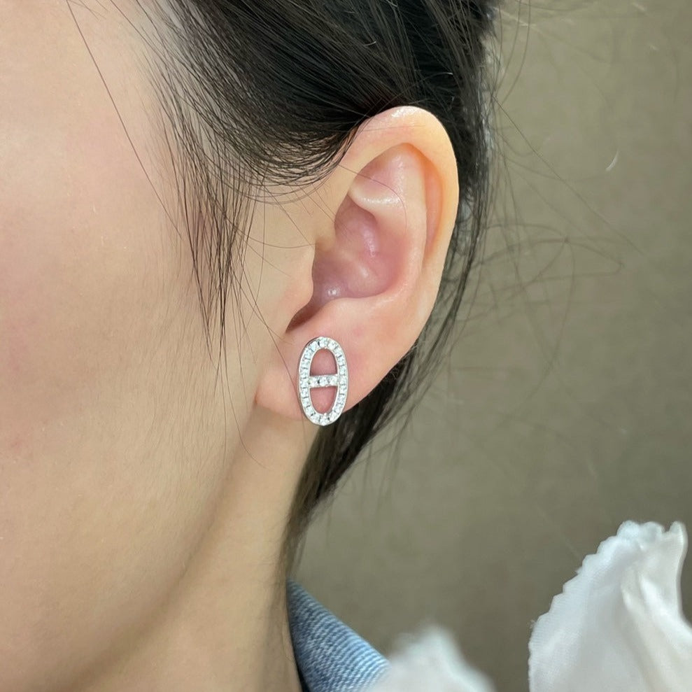 [Stellar Jewelry]HM FULL DIAMOND PIG NOSE STUD EARRINGS