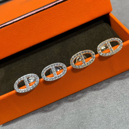 [Stellar Jewelry]HM FULL DIAMOND PIG NOSE STUD EARRINGS