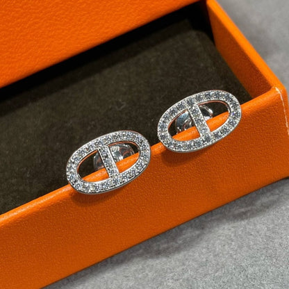 [Stellar Jewelry]HM FULL DIAMOND PIG NOSE STUD EARRINGS