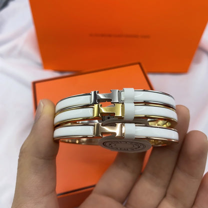 [Stellar Jewelry]CLASSIC HM CLIC WHITE 8MM ENAMEL BRACELET