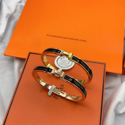 [Stellar Jewelry]CLASSIC HM CLIC BLACK 8MM ENAMEL BRACELET