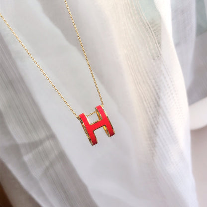 [Stellar Jewelry]HM CLIC RED ENAMEL GOLD NECKLACE