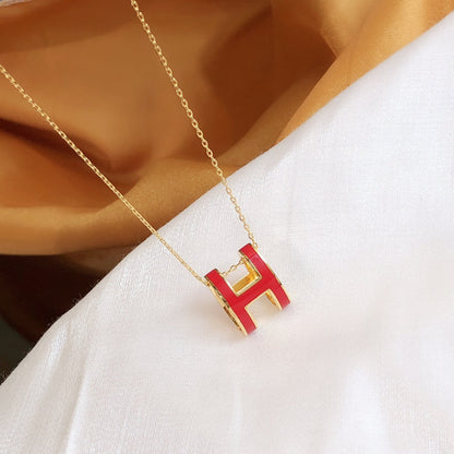 [Stellar Jewelry]HM CLIC RED ENAMEL GOLD NECKLACE