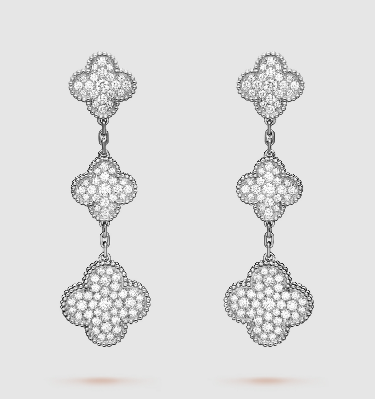 [Stellar Jewelry]CLOVER 3 MOTIF DIAMOND SILVER DROP EARRINGS