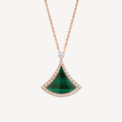 [Stellar Jewelry]DREAM MALACHITE DIAMOND PAVED PINK GOLD NECKLACE