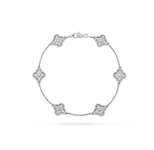 [Stellar Jewelry]CLOVER 6 MOTIF SILVER DIAMOND BRACELET