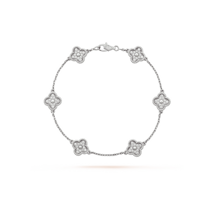 [Stellar Jewelry]CLOVER 6 MOTIF SILVER DIAMOND BRACELET